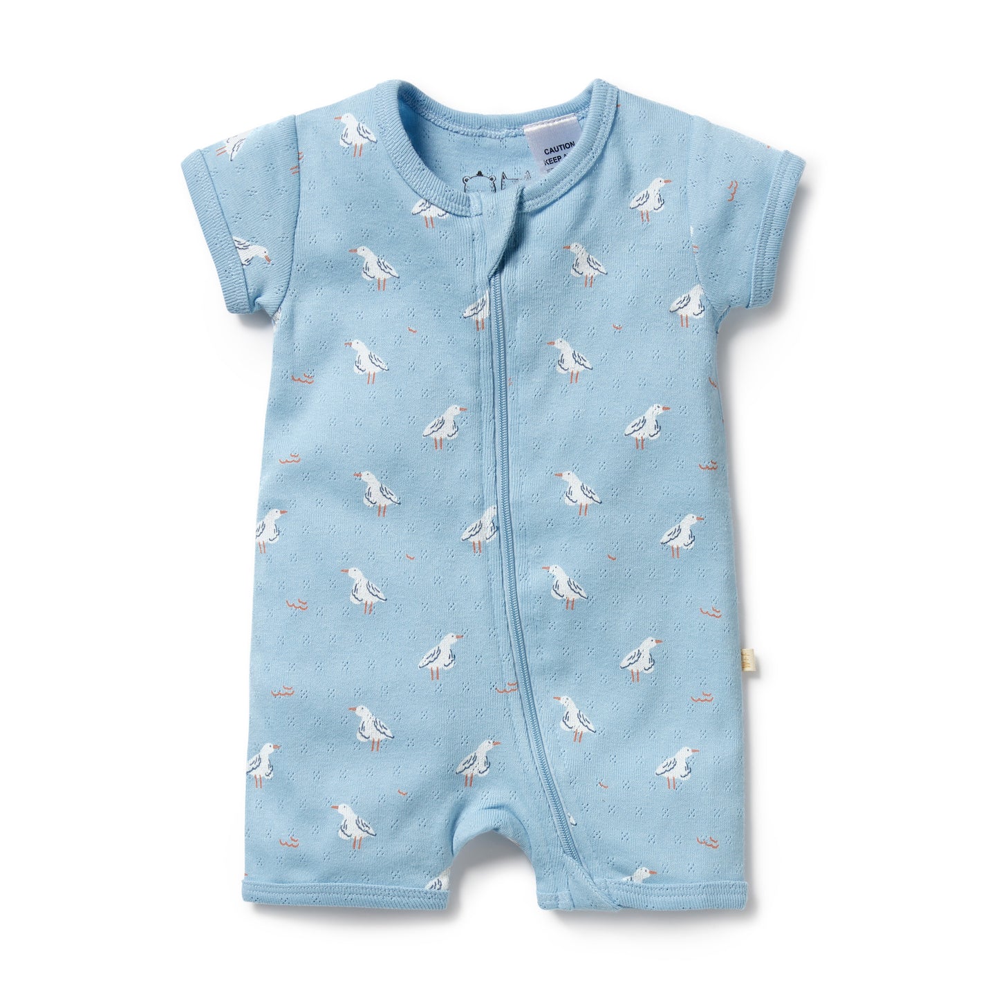 Wilson & Frenchy Organic Pointelle Boyleg Zipsuit Sunny Seagulls