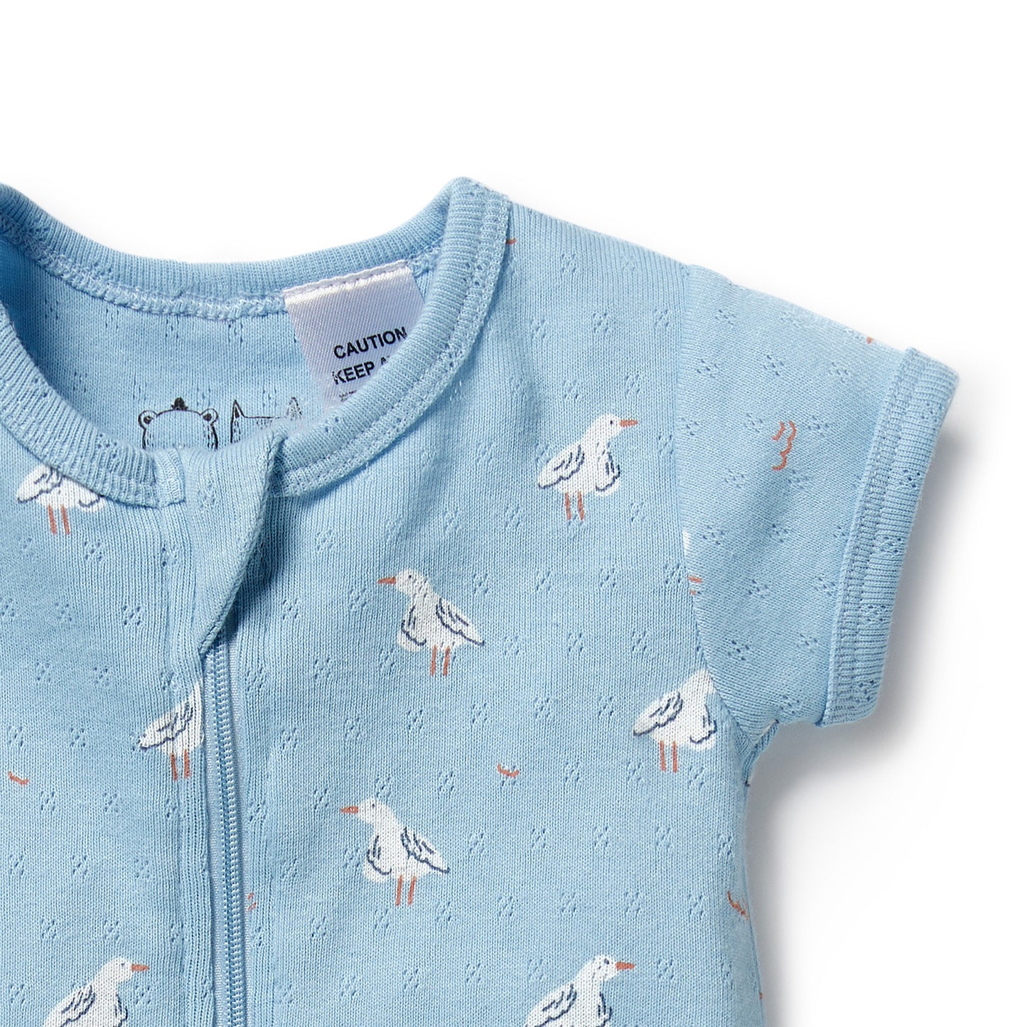 Wilson & Frenchy Organic Pointelle Boyleg Zipsuit Sunny Seagulls
