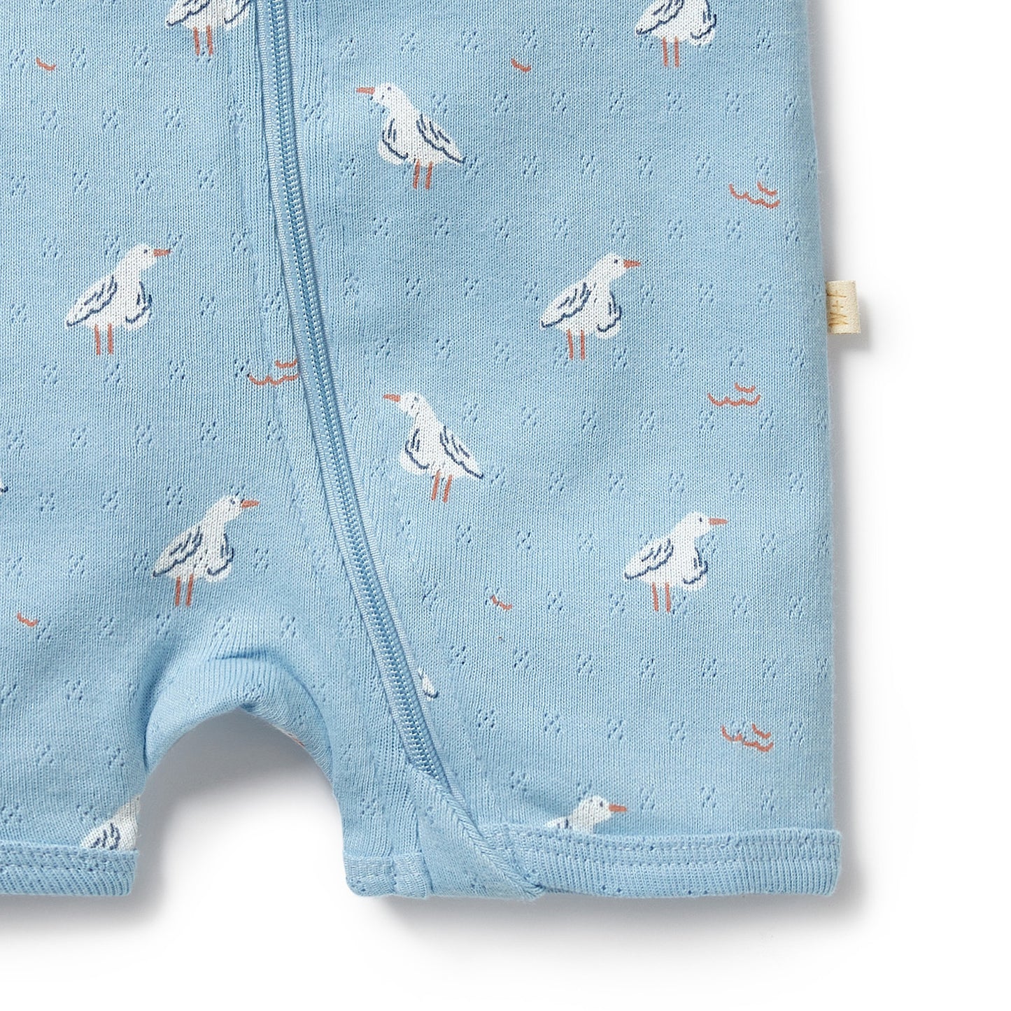 Wilson & Frenchy Organic Pointelle Boyleg Zipsuit Sunny Seagulls