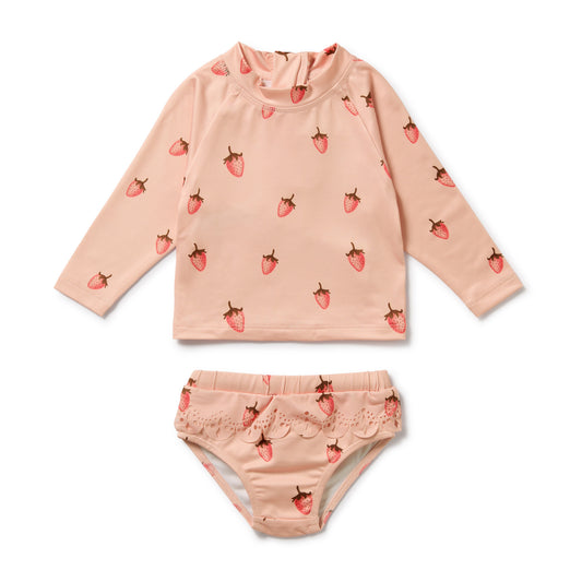 Wilson & Frenchy Girls Cutwork Rashie Swimset Strawberry Kisses