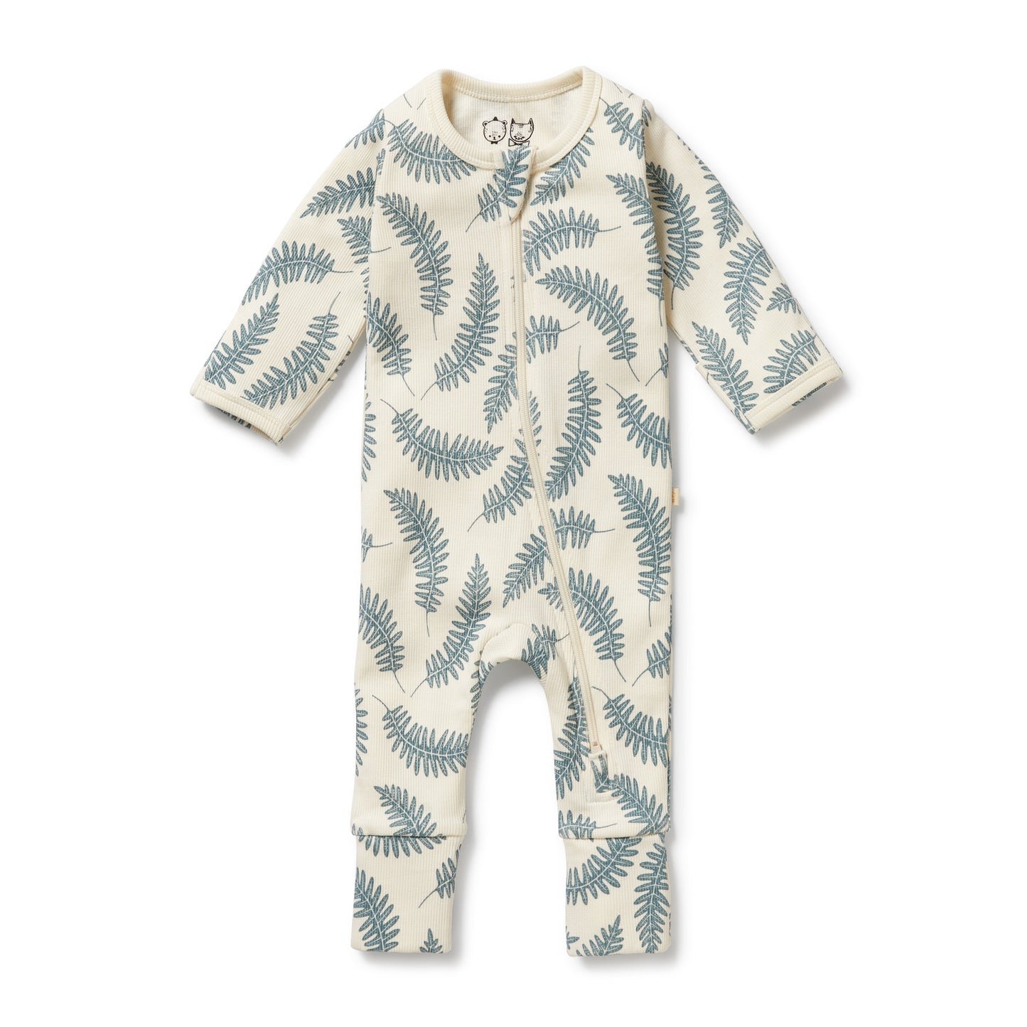 Wilson & Frenchy Organic Zipsuit with Feet Little Fronds