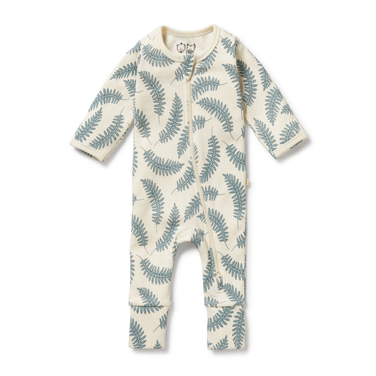 Wilson & Frenchy Organic Zipsuit with Feet Little Fronds