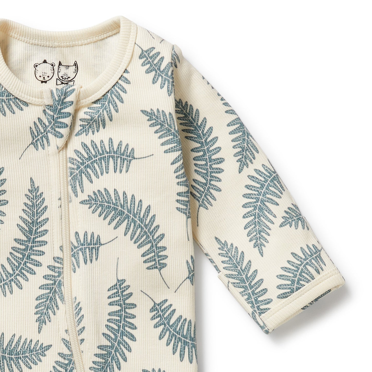 Wilson & Frenchy Organic Zipsuit with Feet Little Fronds