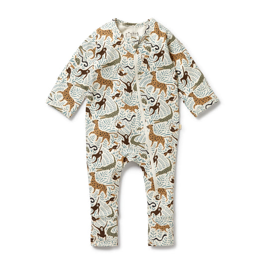 Wilson & Frenchy Organic Zipsuit with Feet Mini Jungle