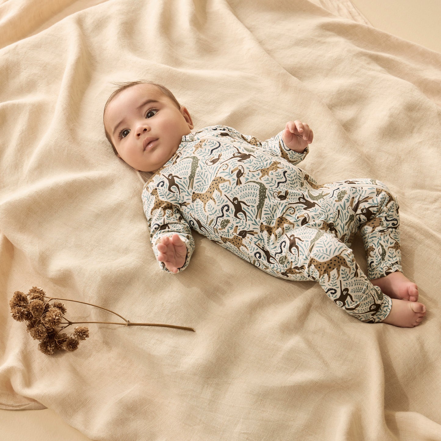 Wilson & Frenchy Organic Zipsuit with Feet Mini Jungle