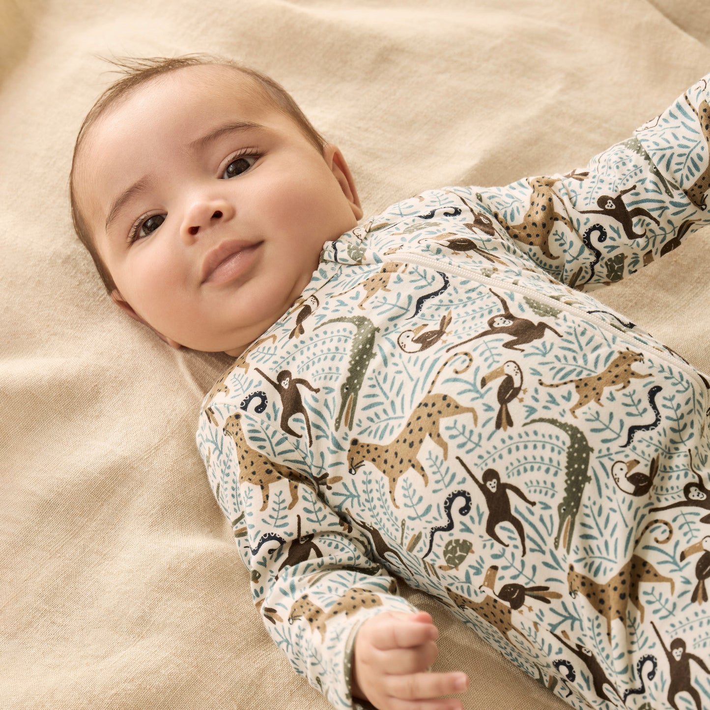 Wilson & Frenchy Organic Zipsuit with Feet Mini Jungle