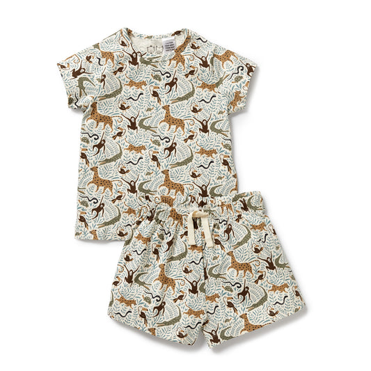 Wilson & Frenchy Organic Short Sleeved Pyjamas Mini Jungle