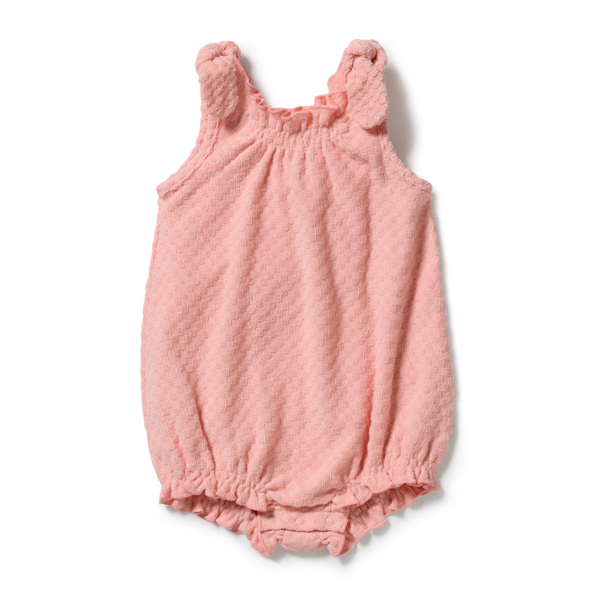 Wilson & Frenchy Organic Terry Tie Playsuit Petal Pink Check