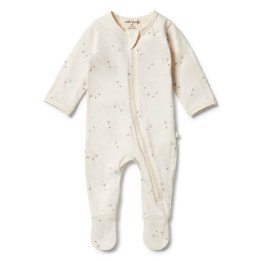 Wilson & Frenchy Organic Zipsuit with Feet Floating Dandelions