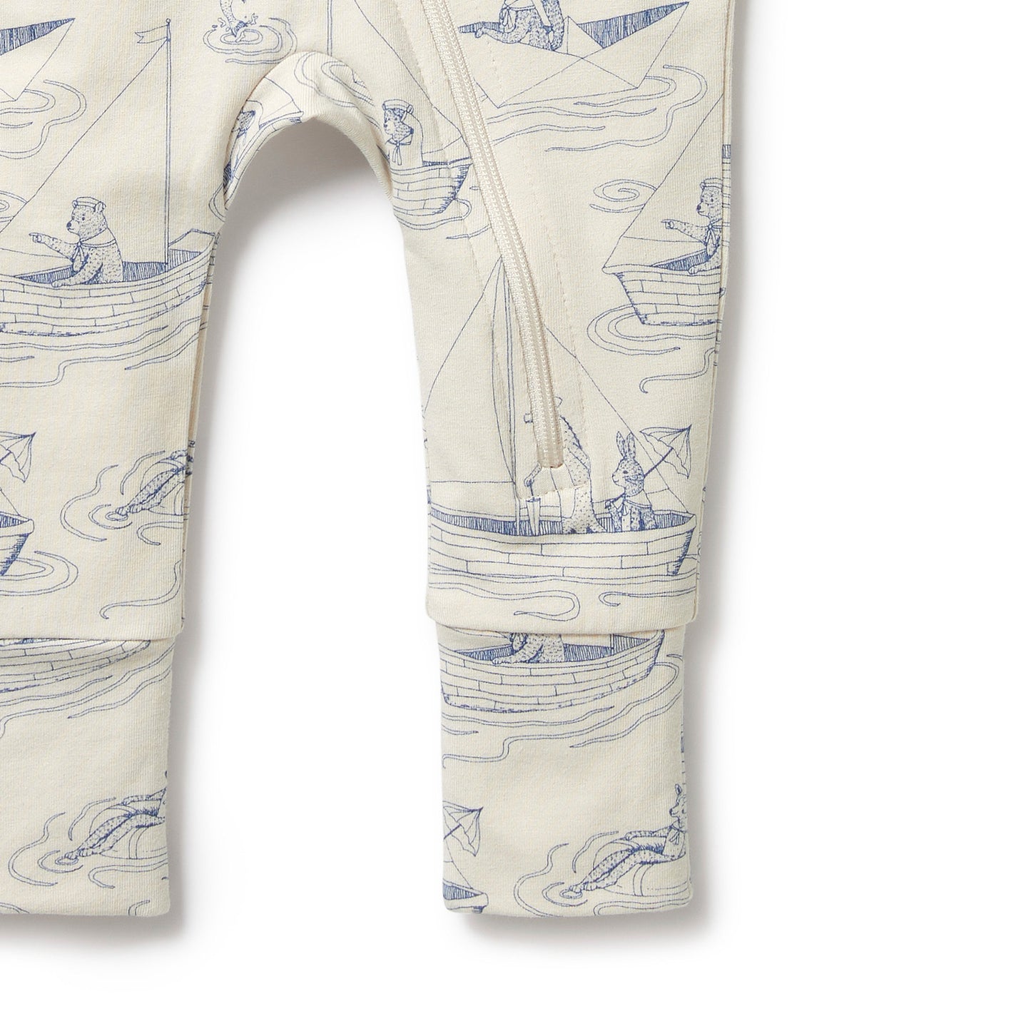 Wilson & Frenchy Organic Zipsuit with Feet Sail Away