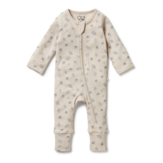 Wilson & Frenchy Organic Zipsuit with Feet Falling Oak