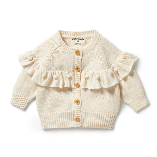 Wilson & Frenchy Knitted Ruffle Cardigan Ecru