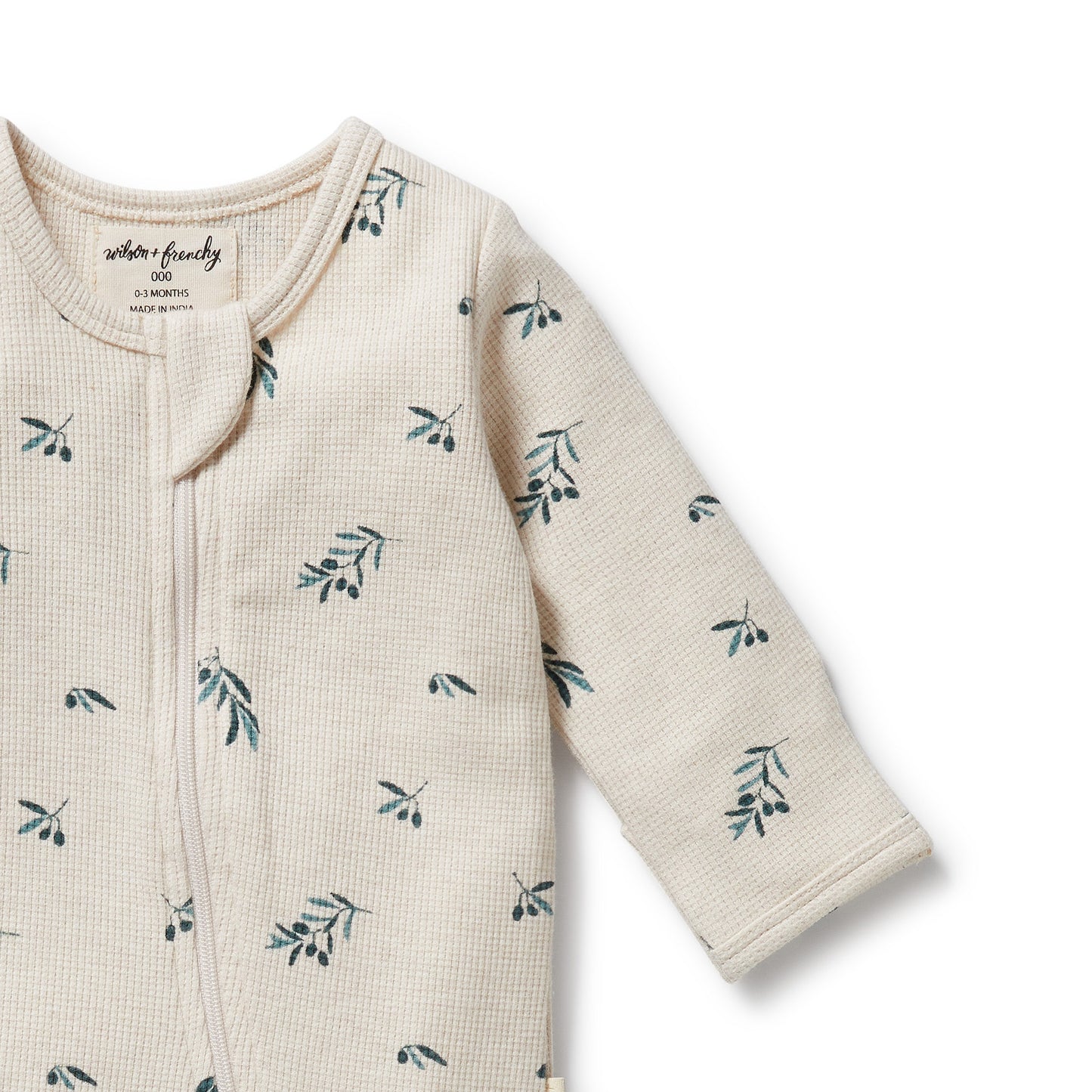 Wilson & Frenchy Organic Waffle Zipsuit Little Olive