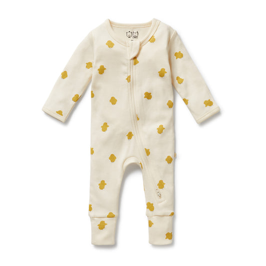 Wilson & Frenchy Organic Zipsuit with Feet Little Chick