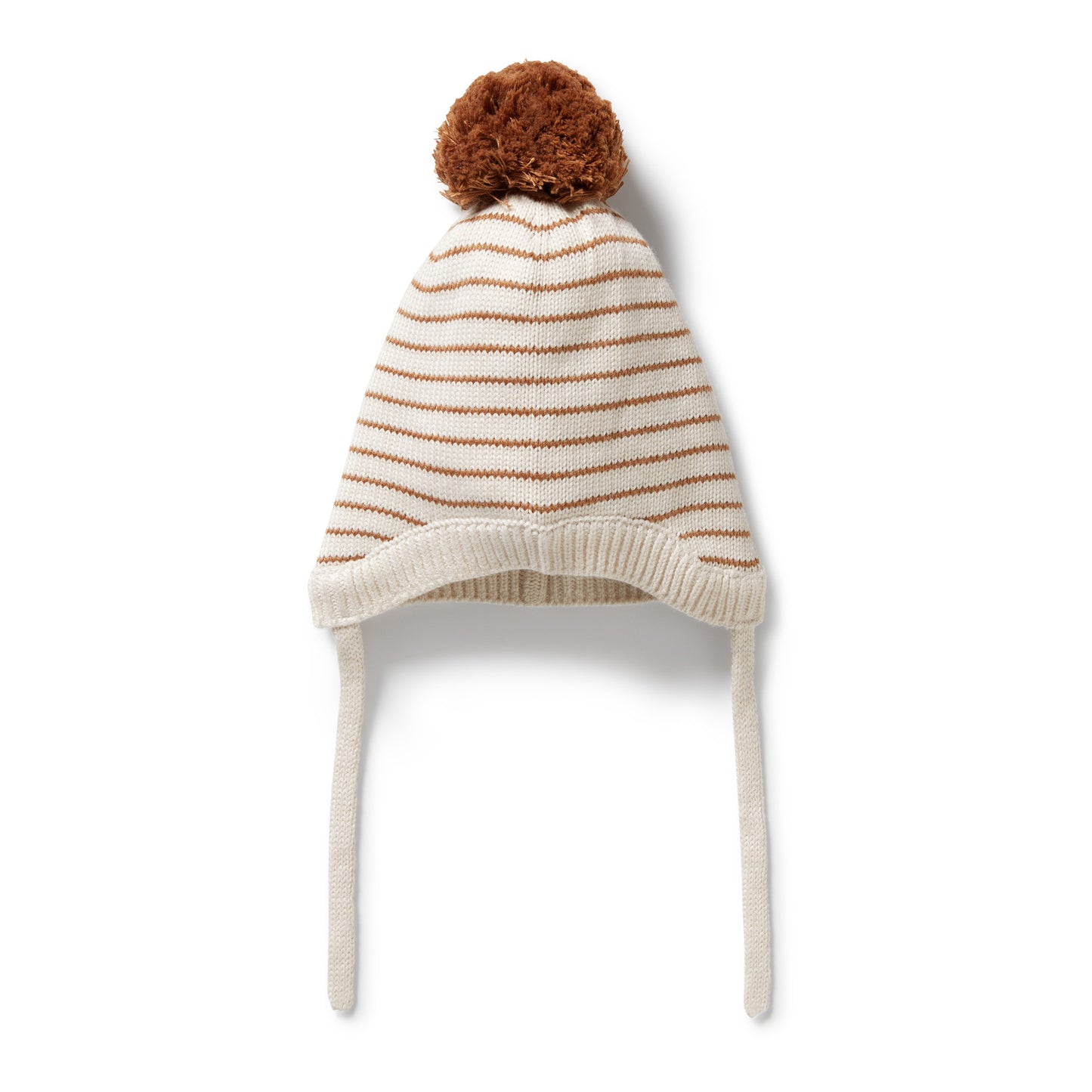Wilson & Frenchy Organic Knitted Stripe Bonnet Cinnamon Stripe