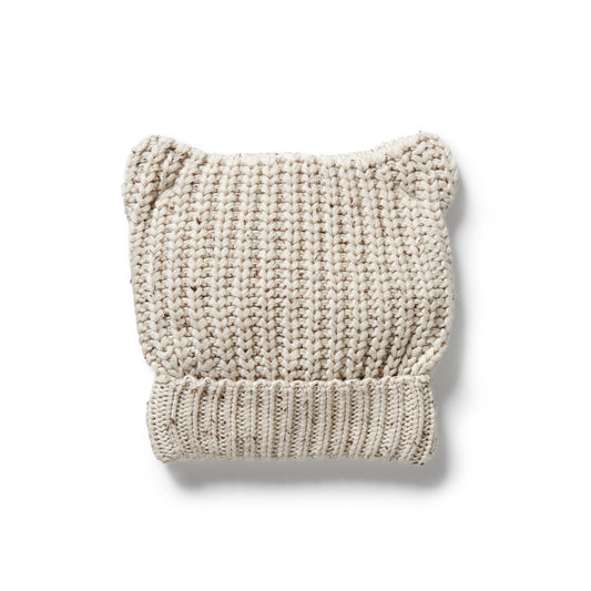 Wilson & Frenchy Organic Knitted Bear Hat Cookie & Cream