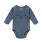 Wilson & Frenchy Organic Rib Long Sleeved Bodysuit Twilight Blue