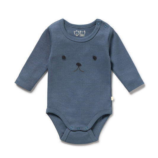Wilson & Frenchy Organic Rib Long Sleeved Bodysuit Twilight Blue