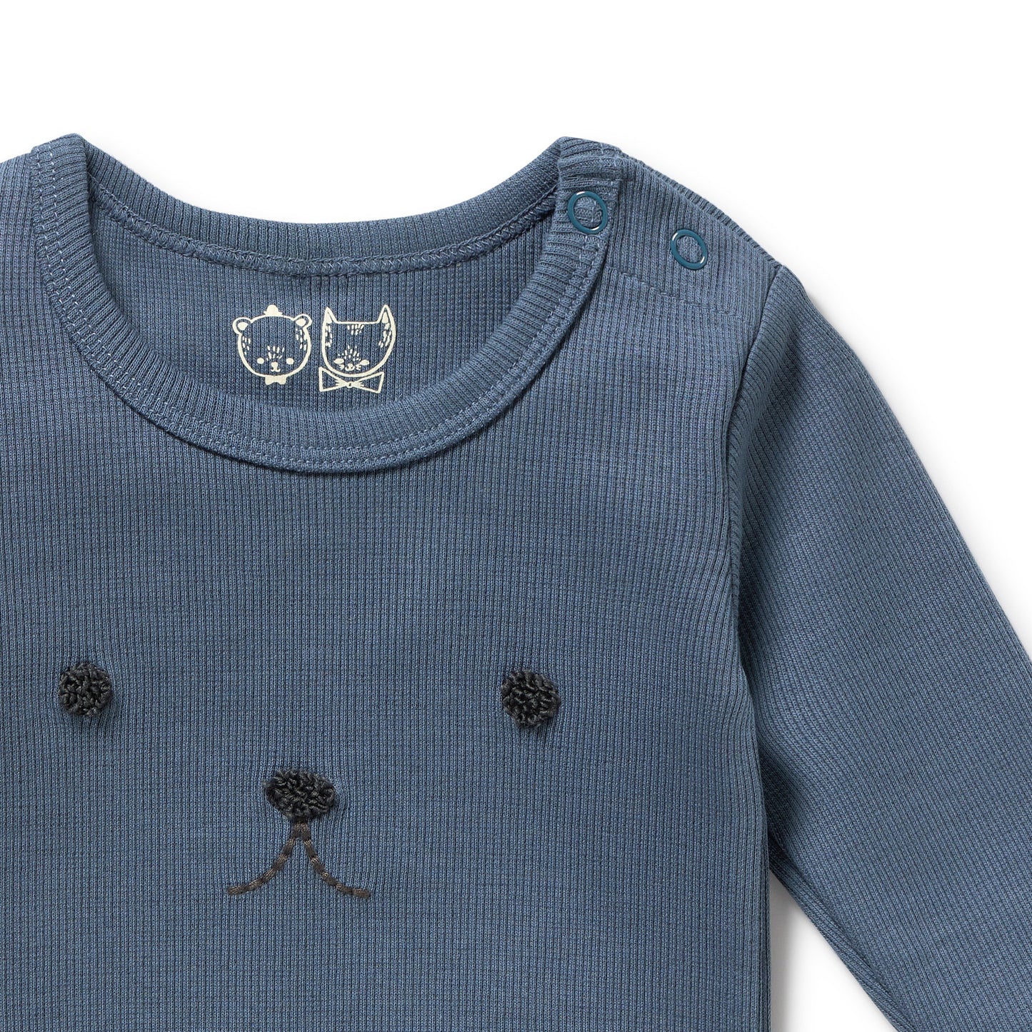 Wilson & Frenchy Organic Rib Long Sleeved Bodysuit Twilight Blue
