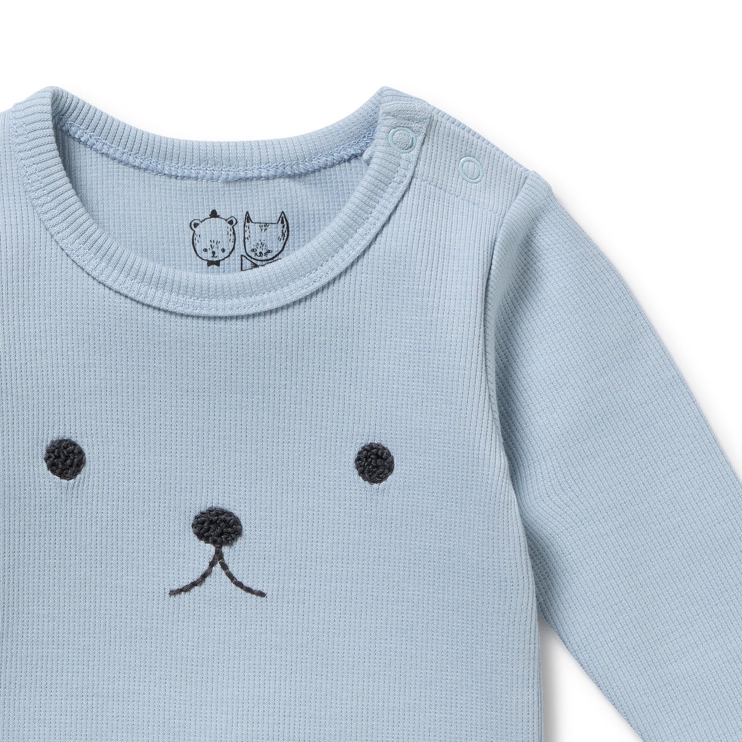 Wilson & Frenchy Organic Rib Long Sleeved Bodysuit Storm Blue