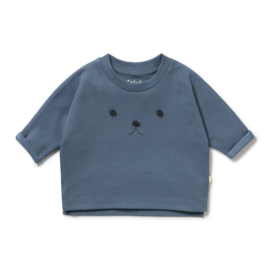 Wilson & Frenchy Organic Rib Long Sleeved Top Twilight Blue