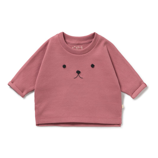 Wilson & Frenchy Organic Rib Long Sleeved Top Plum