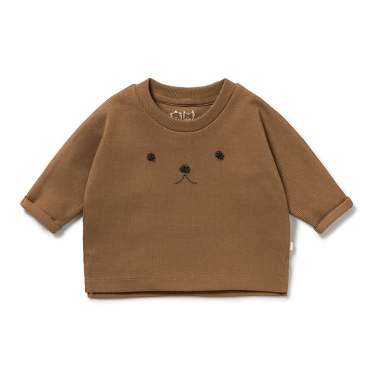 Wilson & Frenchy Organic Rib Long Sleeved Top Nutmeg