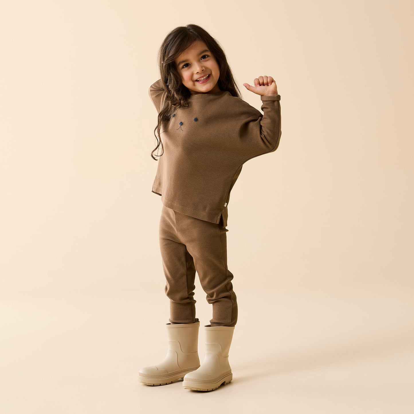 Wilson & Frenchy Organic Rib Long Sleeved Top Nutmeg