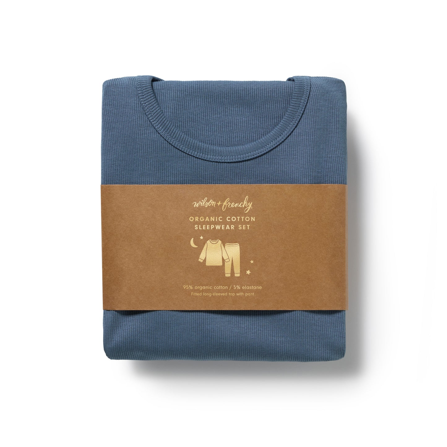 Wilson & Frenchy Organic Rib Long Sleeved Pyjamas Twilight Blue
