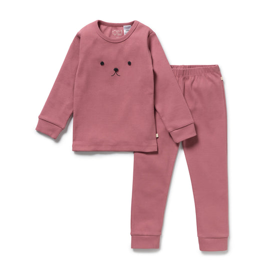 Wilson & Frenchy Organic Rib Long Sleeved Pyjamas Plum