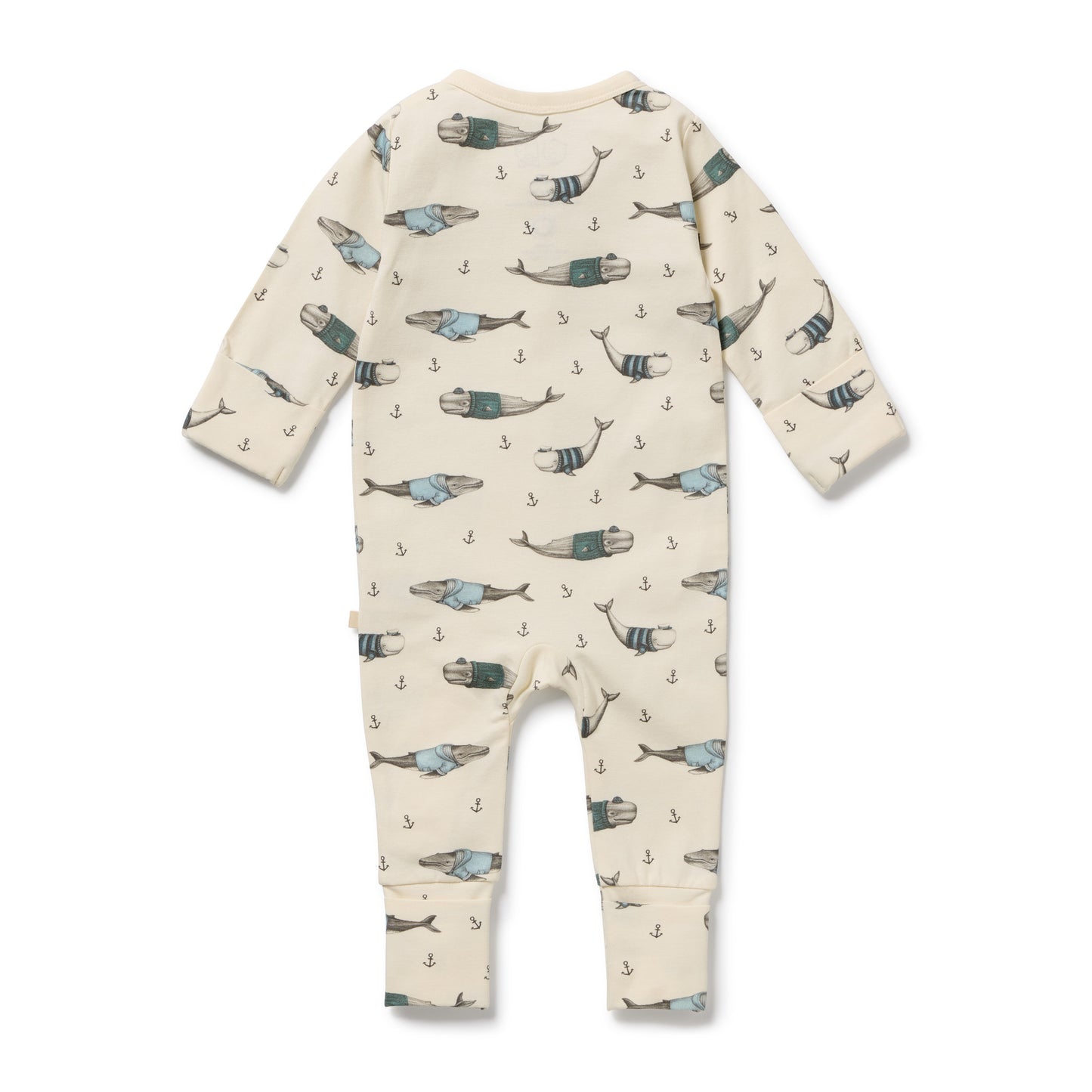 Wilson & Frenchy Organic Zipsuit with Feet Woolly Whales