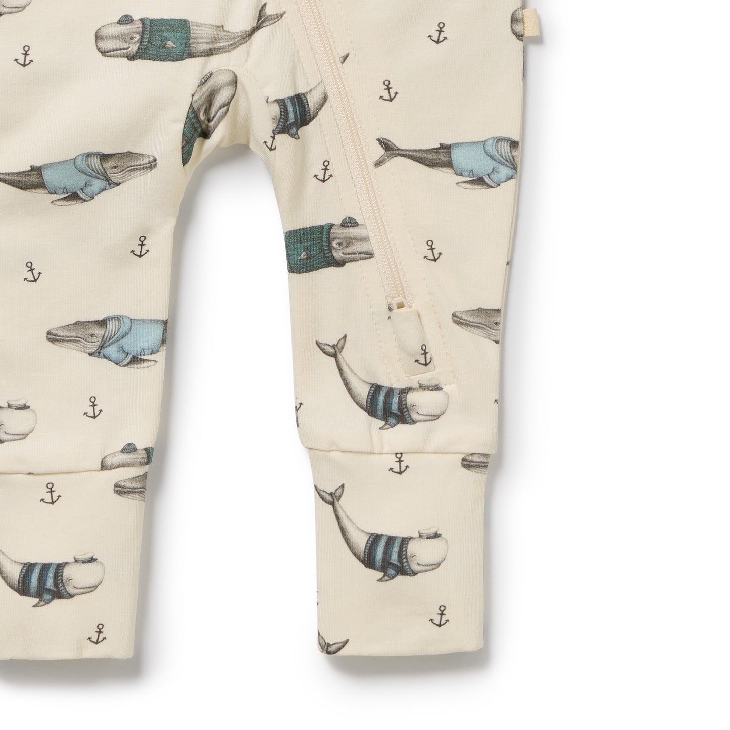 Wilson & Frenchy Organic Zipsuit with Feet Woolly Whales