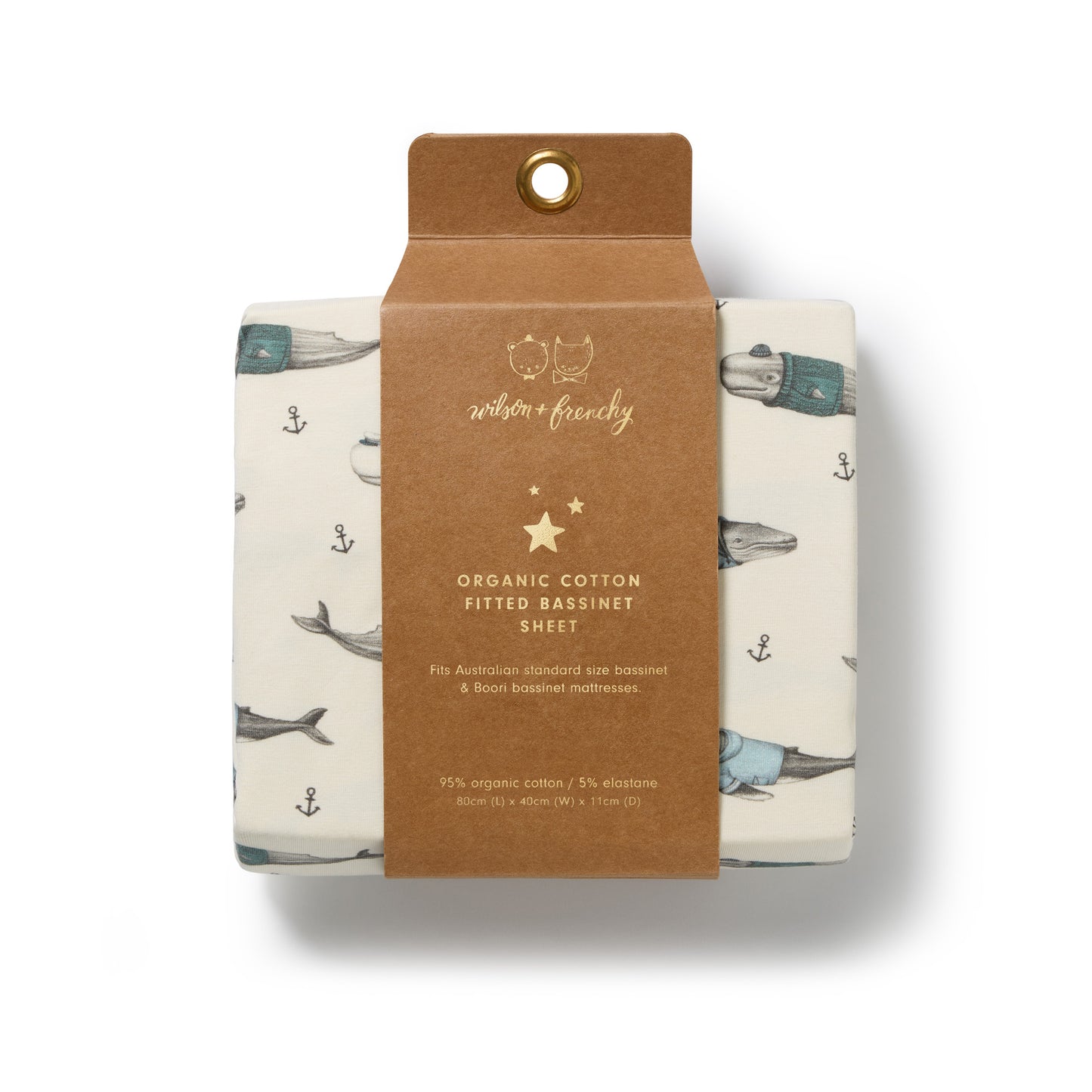 Wilson & Frenchy Organic Bassinet Sheet Woolly Whales