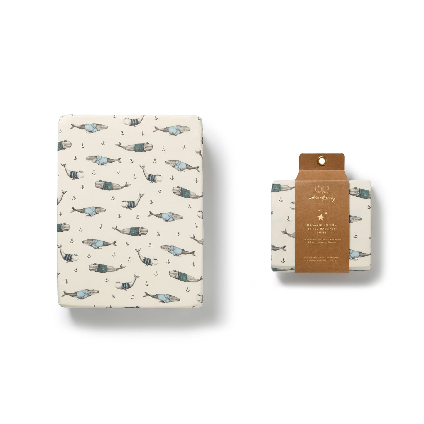 Wilson & Frenchy Organic Bassinet Sheet Woolly Whales