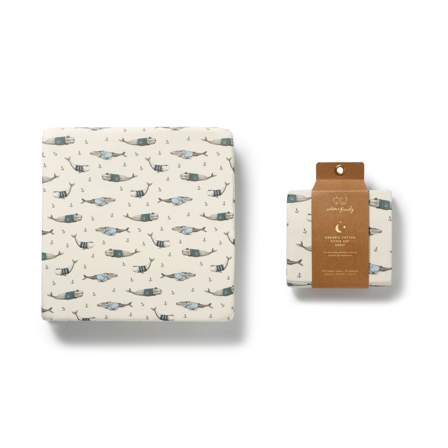 Wilson & Frenchy Organic Cot Sheet Woolly Whales