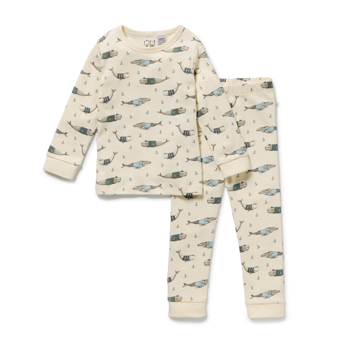 Wilson & Frenchy Organic Long Sleeved Pyjamas Woolly Whales