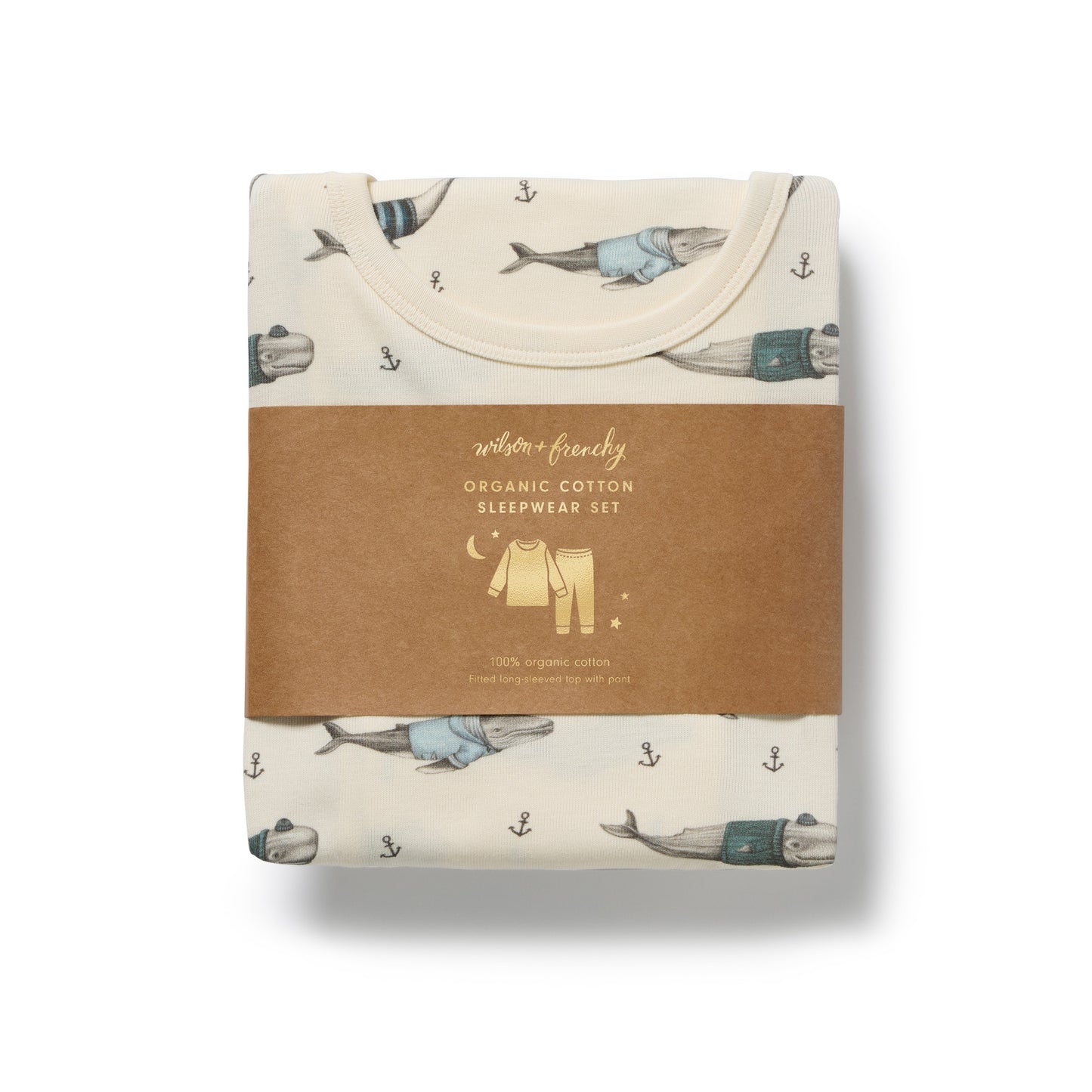 Wilson & Frenchy Organic Long Sleeved Pyjamas Woolly Whales