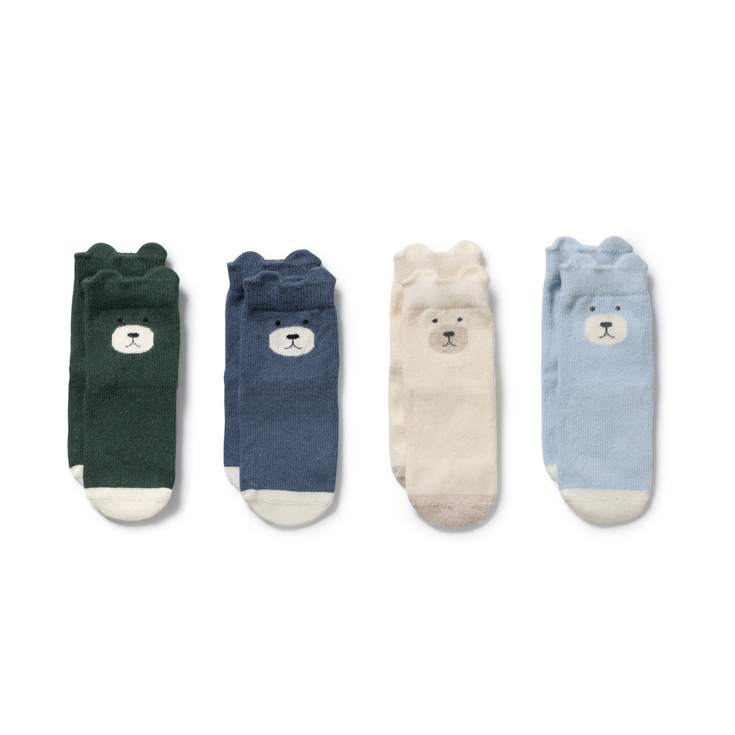 Wilson & Frenchy Organic 4pack Socks Moss | Buttermilk | Storm Blue | Twilight Blue
