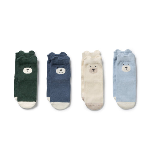 Wilson & Frenchy Organic 4pack Socks Moss | Buttermilk | Storm Blue | Twilight Blue