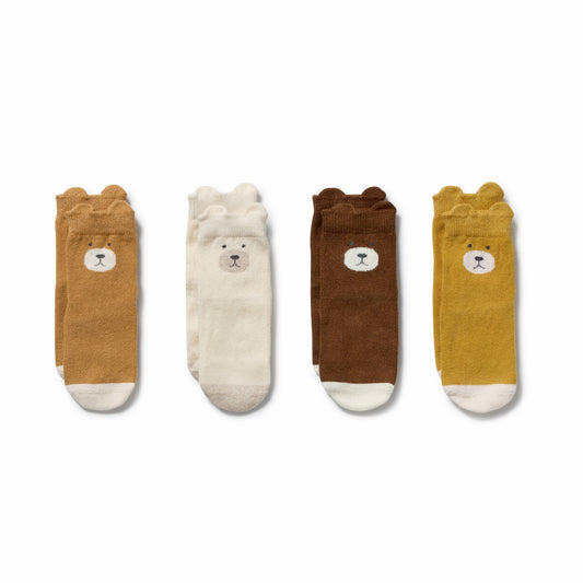 Wilson & Frenchy Organic 4pack Socks Ochre | Twig | Buttermilk | Nutmeg