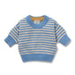 Wilson & Frenchy Organic Knitted Stripe Jumper Frosted Blue