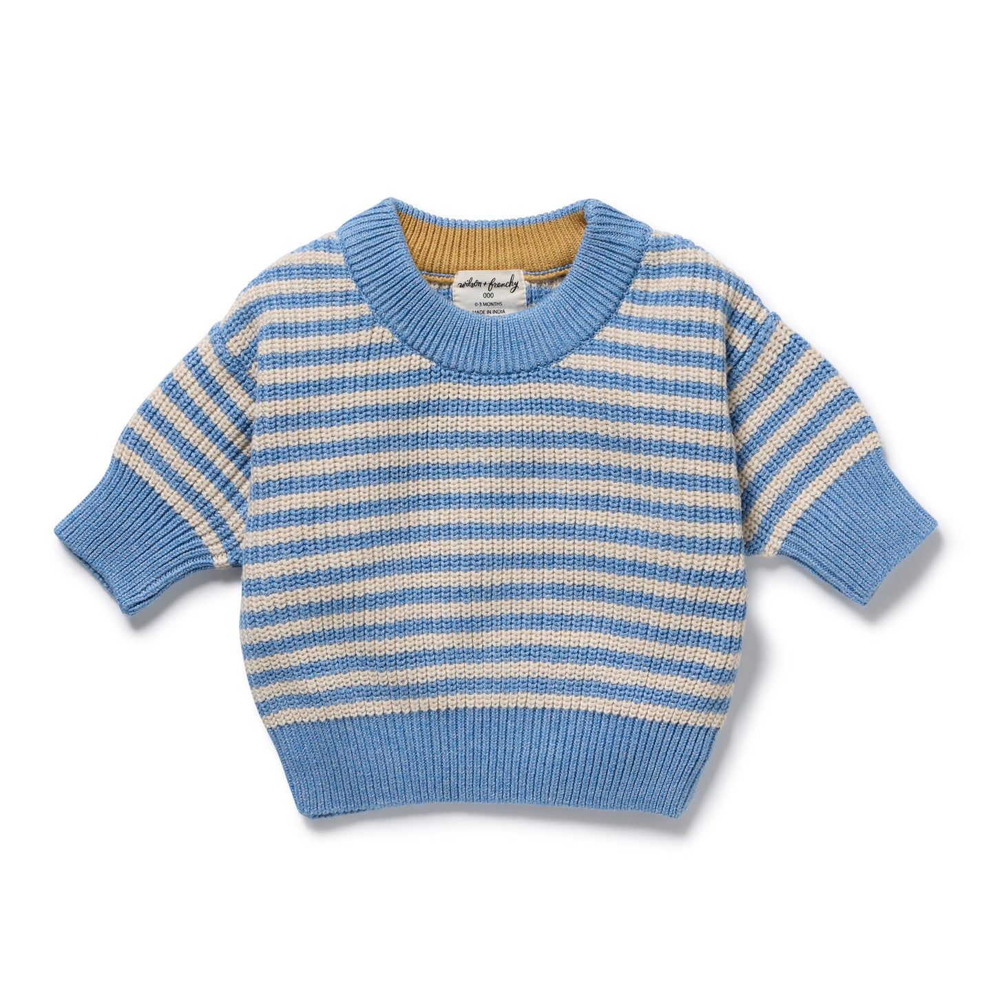 Wilson & Frenchy Organic Knitted Stripe Jumper Frosted Blue