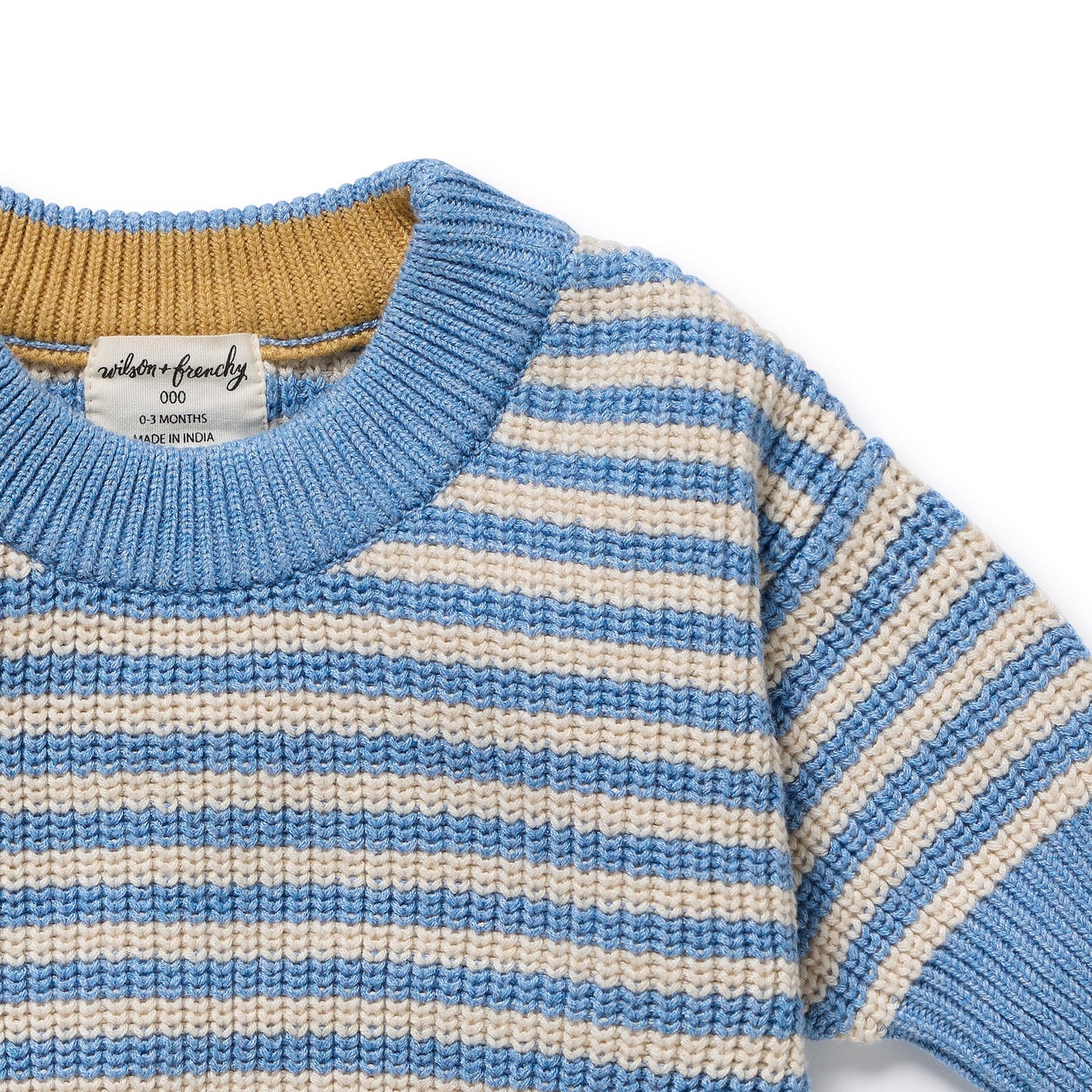 Wilson & Frenchy Organic Knitted Stripe Jumper Frosted Blue