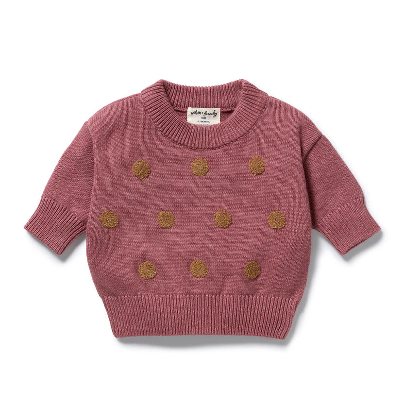 Wilson & Frenchy Organic Knitted Bauble Jumper Rhubarb