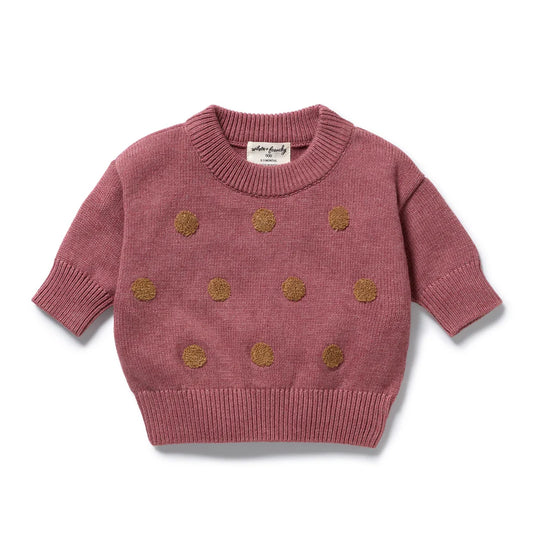 Wilson & Frenchy Organic Knitted Bauble Jumper Rhubarb