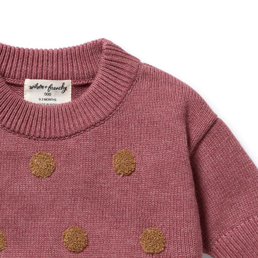 Wilson & Frenchy Organic Knitted Bauble Jumper Rhubarb