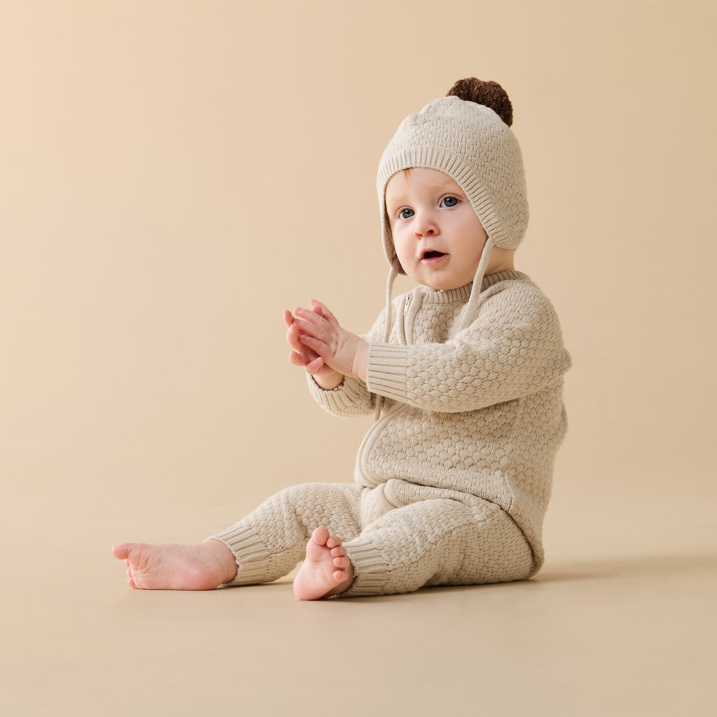 Wilson & Frenchy Organic Knitted Bauble Growsuit Cream