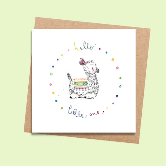 Hello Little One Baby Llama Greeting Card