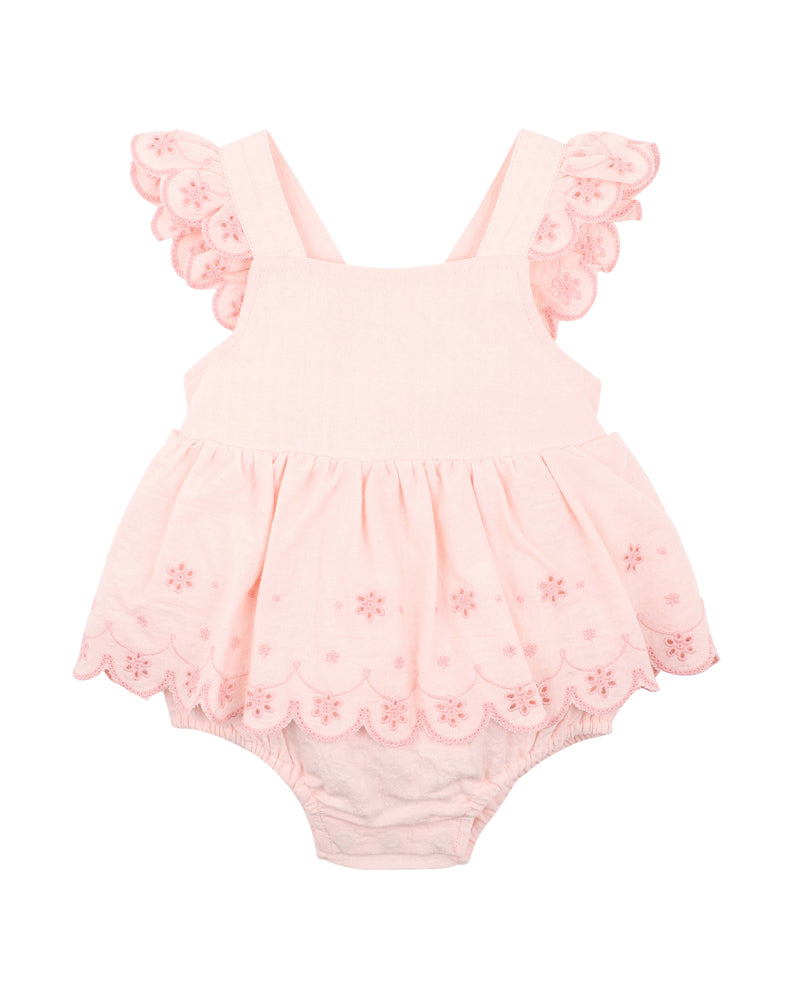 Minihaha Tillie Broidery Layered Bodysuit Peachy Pink