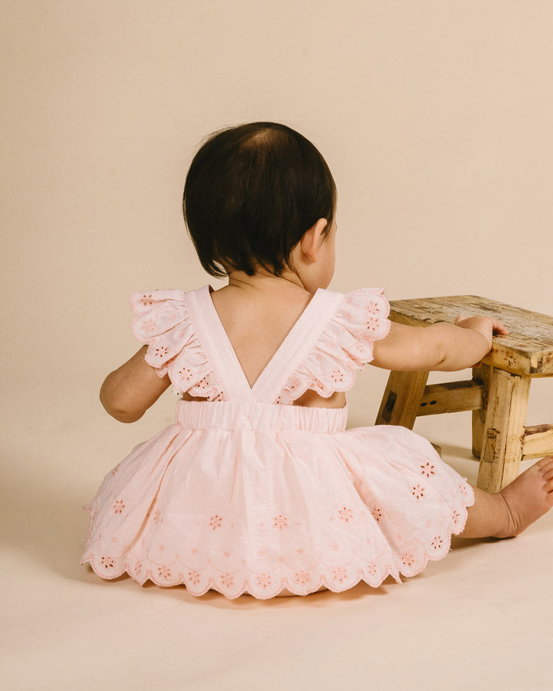 Minihaha Tillie Broidery Layered Bodysuit Peachy Pink